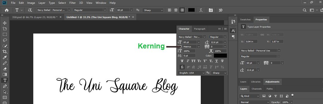 5. Kerning: A basic typography term