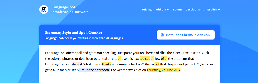 Spell checker by Languagetool.org